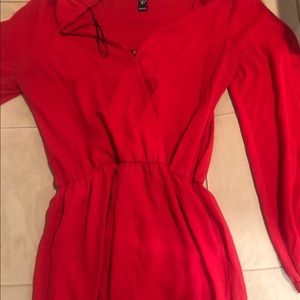 Windsor Red long sleeve romper